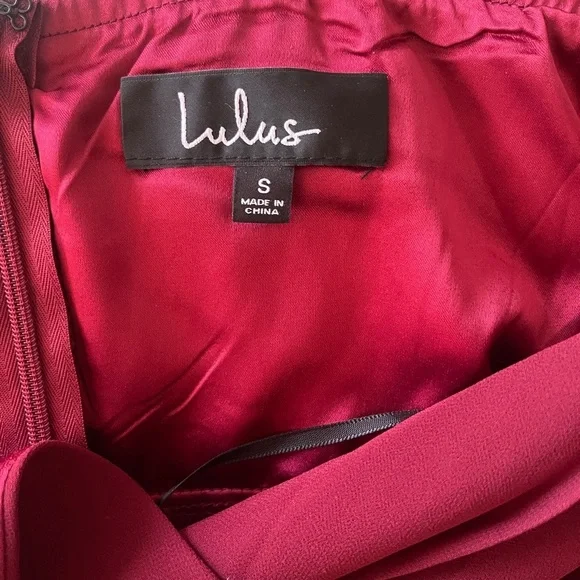 LULU'S Formal Wine Faux Wrap Dress - Picture 9 of 12